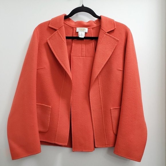 Talbots 100% Wool Coral Open Front Blazer Size 6 - Picture 1 of 7
